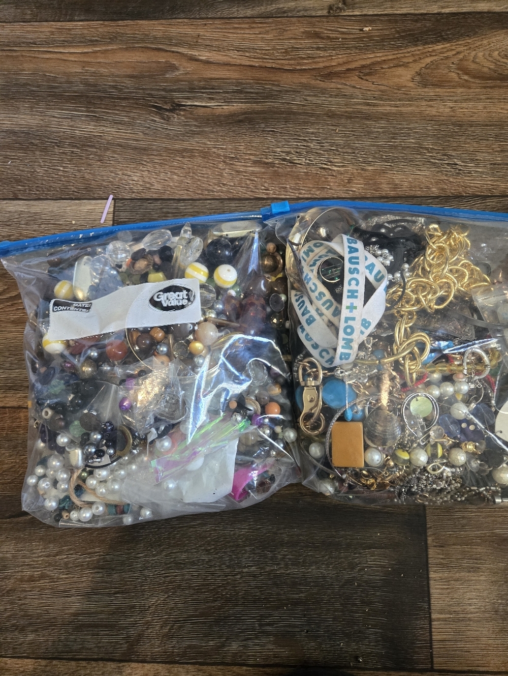 Craft Bag For Jewerly Making Two Bags Of Broken Bits Amd Beads For Jewerly Makin
